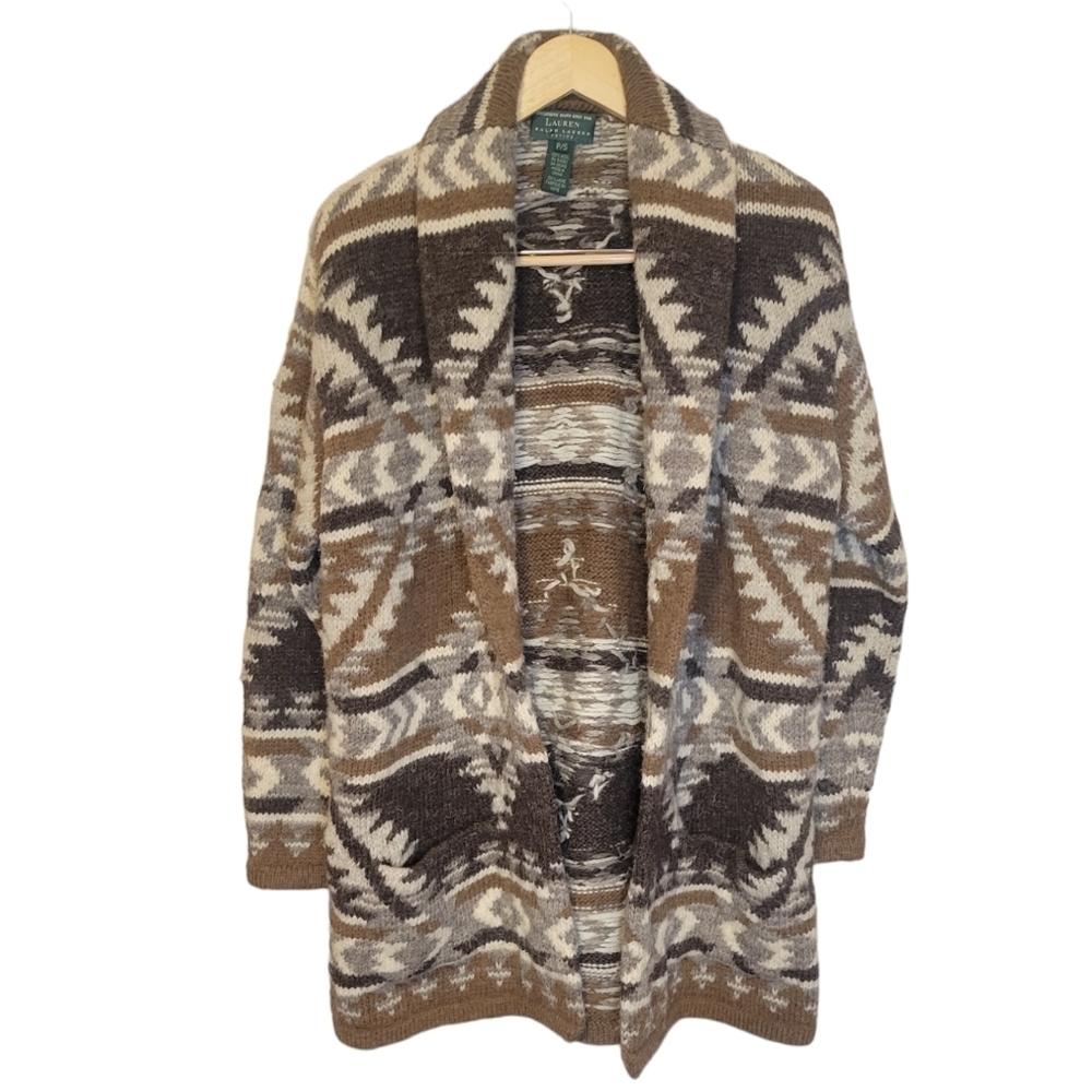 Lauren Ralph Lauren Exclusive Hand Knit  100% Wool Cardigan Sweater Size Small - Picture 2 of 11